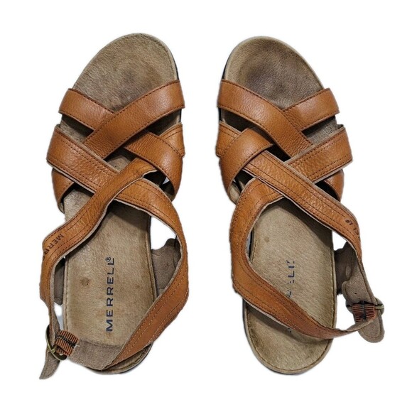 Merrell Sandals Womens Size 9 Bassoon Tan Leather J46248 Strappy Slingback - Picture 7 of 9